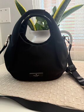 kate spade Black Nylon Hobo Shoulder Bag with Detachable Strap